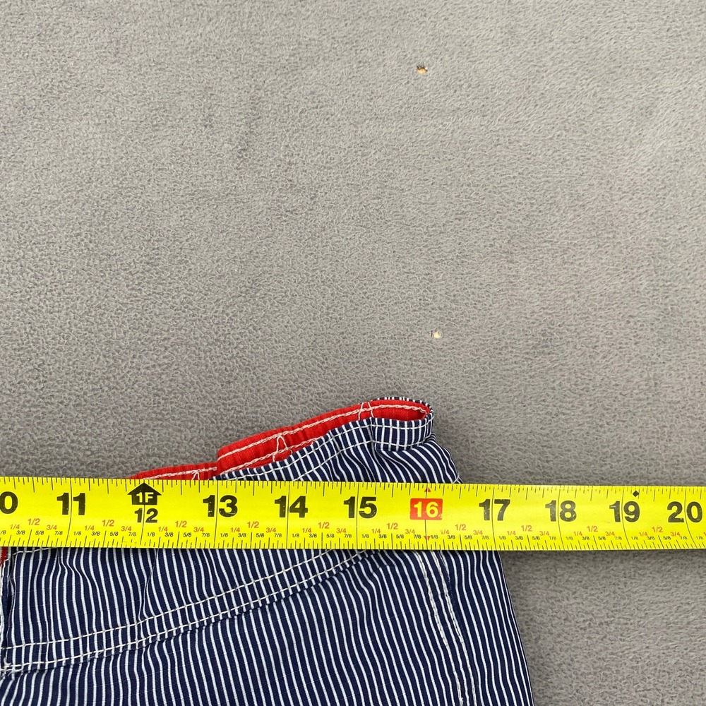 HM Mens Blue White Striped Cargo Swim Trunks Size L Board Shorts Red Accents - Picture 4 of 9